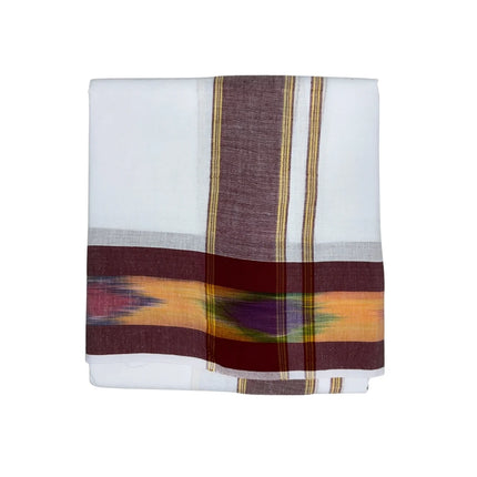 MEN COTTON 5 INCH POCHAMPALLI BORDER PANCHAKACHAM DHOTI - 9X5