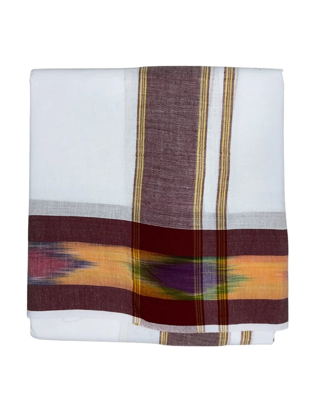 MEN COTTON 5 INCH POCHAMPALLI BORDER PANCHAKACHAM DHOTI - 9X5