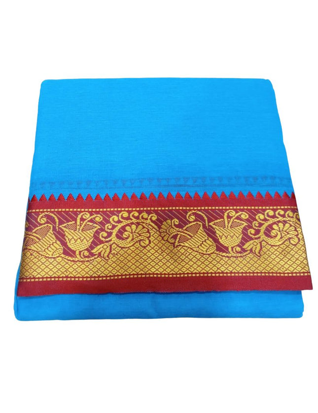 Men Cotton Colour Jaquard Nagari Panchakacham Dhoti- 9x5
