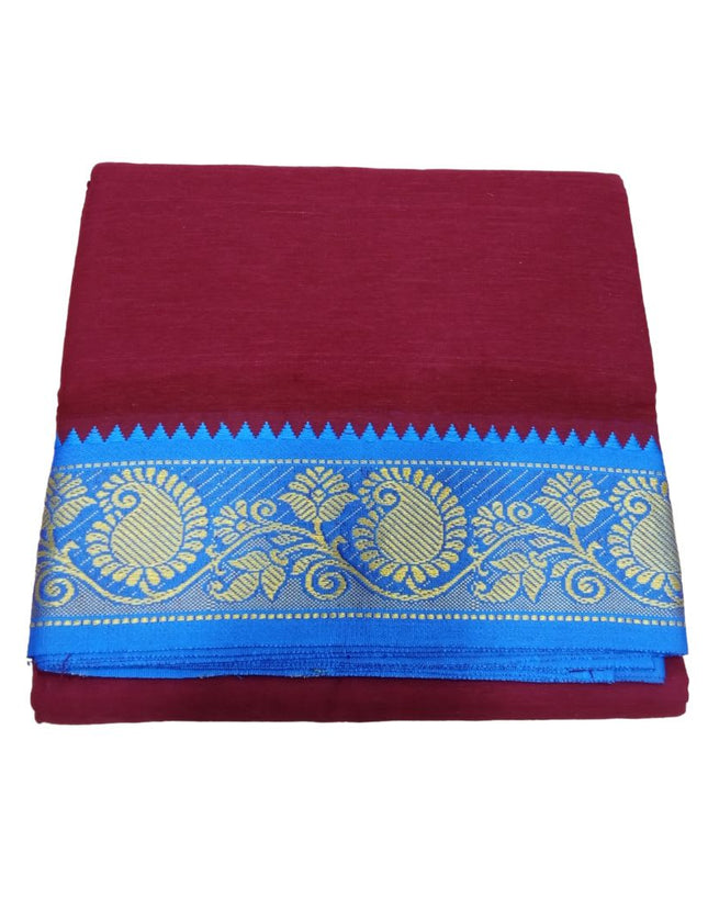 Men Cotton Colour Jaquard Nagari Panchakacham Dhoti- 9x5