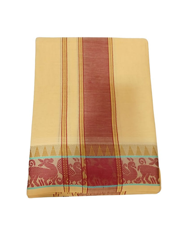 Men Cotton Thread Border Colour Panchakacham Dhoti- 10x6