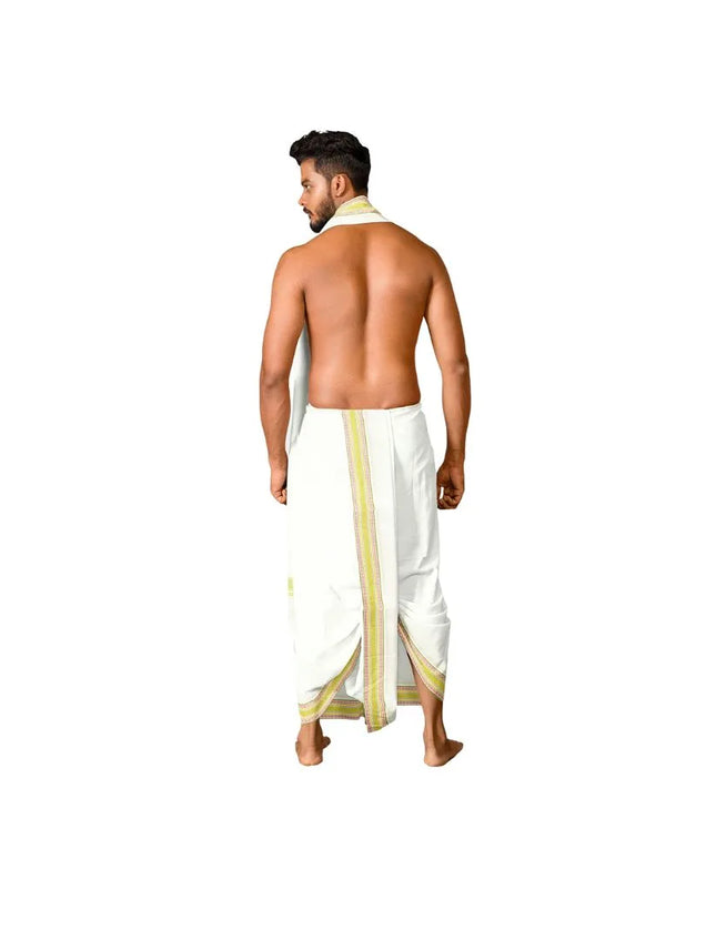 Men Pure Cotton 2 Inch Center Pet Panchakacham Dhoti-9x5