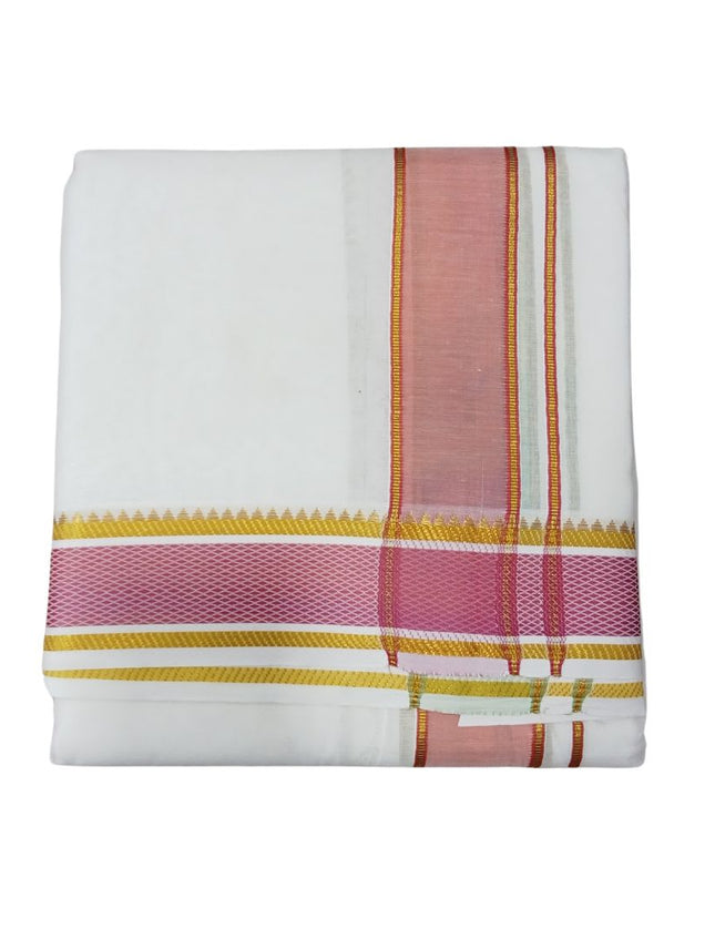 Men Pure Cotton 2 Inch Pattu Arunachalam Panchakacham Dhoti- 10x6