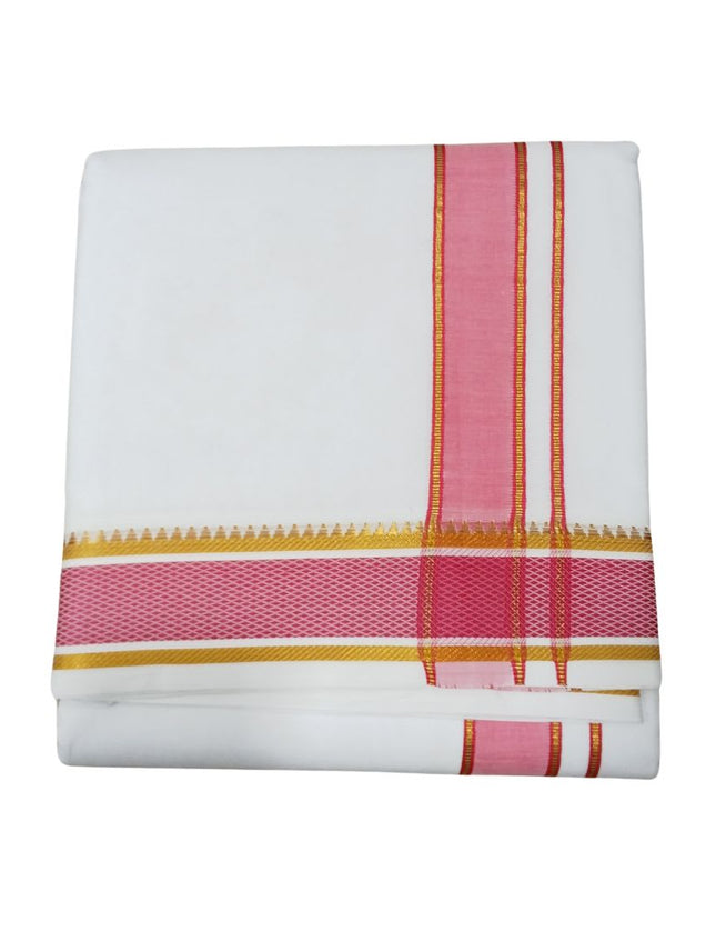 Men Pure Cotton 2 Inch Pattu Arunachalam Panchakacham Dhoti- 10x6