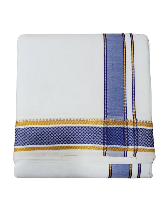 Men Pure Cotton 2 Inch Pattu Arunachalam Panchakacham Dhoti- 10x6
