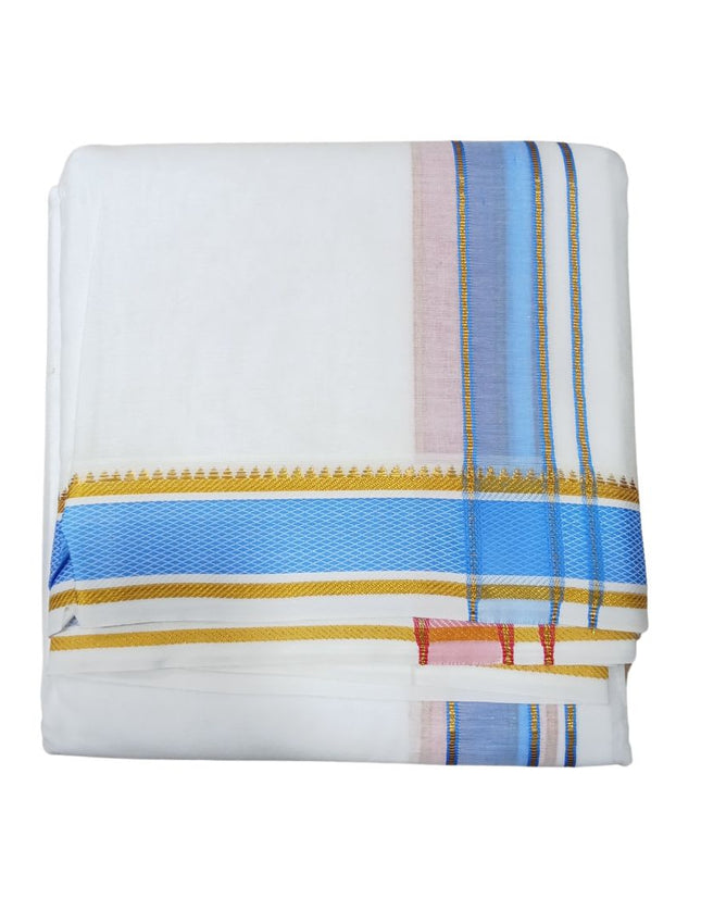 Men Pure Cotton 2 Inch Pattu Arunachalam Panchakacham Dhoti- 10x6