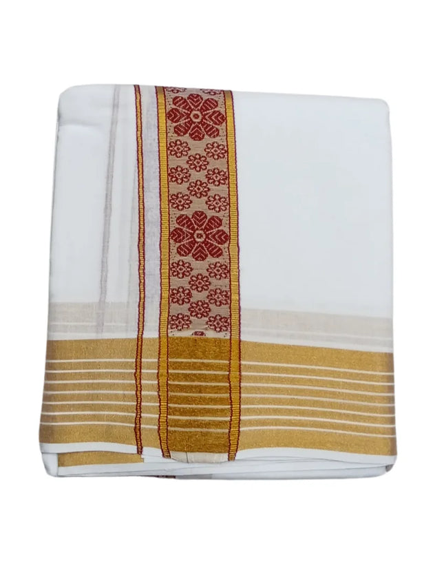 Men Pure Cotton Butterfly Jacquard White Panchakacham Dhoti- 10x6