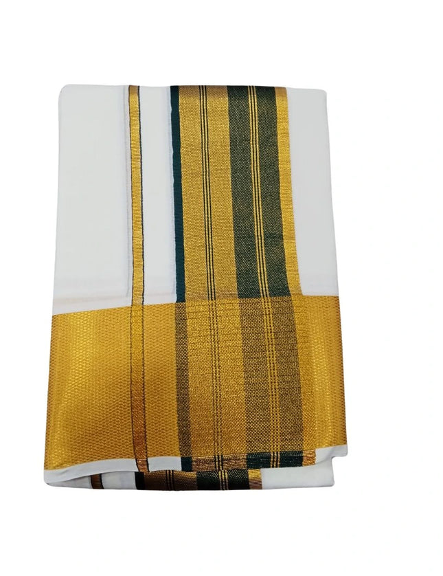 Men Pure Cotton Cream 200K Jarigai Jeeva Gold Panchakacham Dhoti-9x5