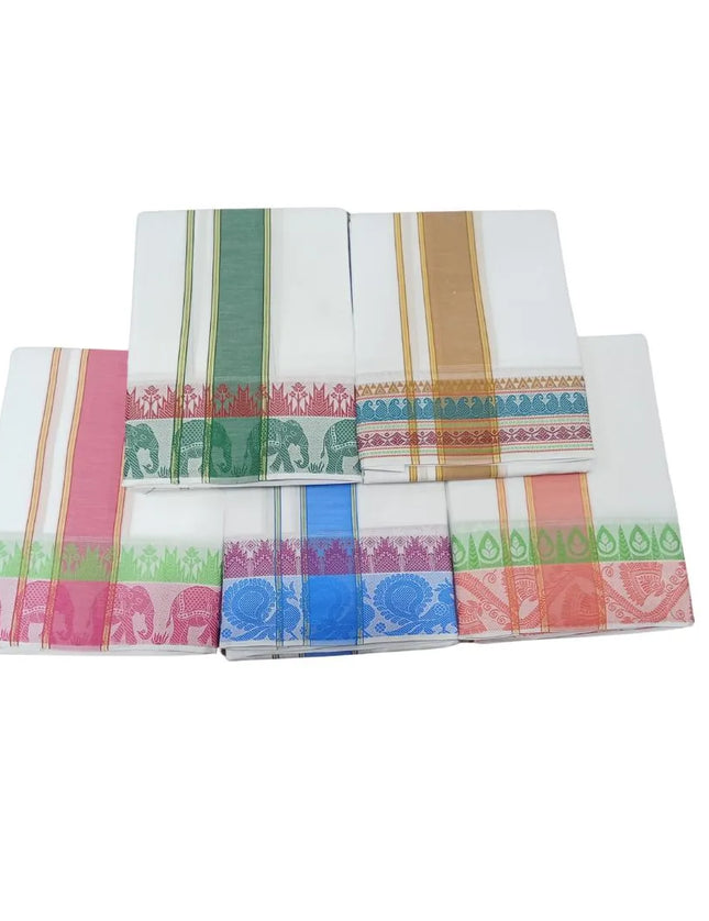 Men Pure Cotton D144 Majestic Fancy Panchakacham Dhoti-9x5