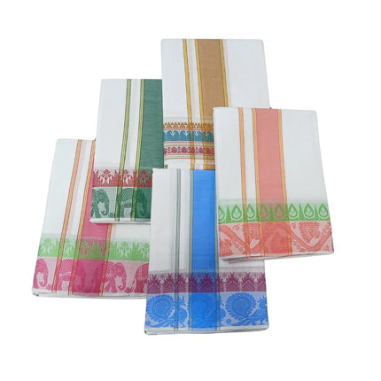 Men Pure Cotton D144 Majestic Fancy Panchakacham Dhoti-9x5