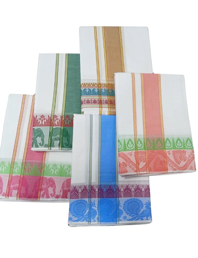Men Pure Cotton D144 Majestic Fancy Panchakacham Dhoti-9x5