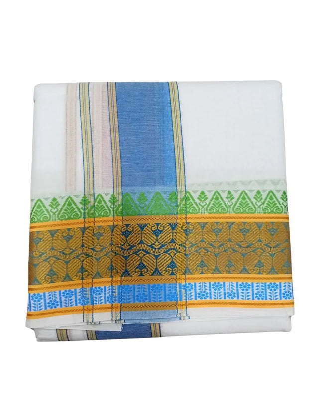 Men Pure Cotton Jacquard White Panchakacham Dhoti- 10x6