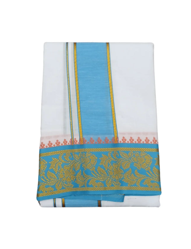 Men Pure Cotton Jayam White Panchakacham Dhoti-9x5
