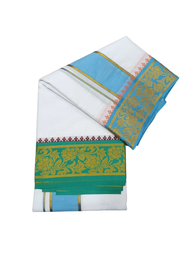 Men Pure Cotton Jayam White Panchakacham Dhoti-9x5