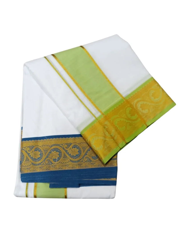 Men Pure Cotton Jayam White Panchakacham Dhoti-9x5