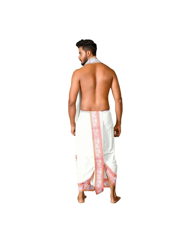 Men Pure Cotton Sartien Jaquard Panchakacham Dhoti-9x5