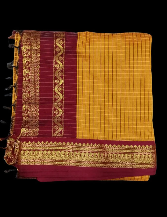 M C Kalyani Arni Checks 9 Yards Sarees