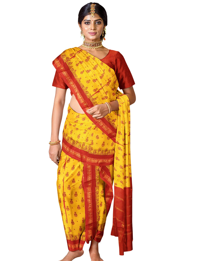 Madurai Batik Print with Contrast Jari Border 9 yards