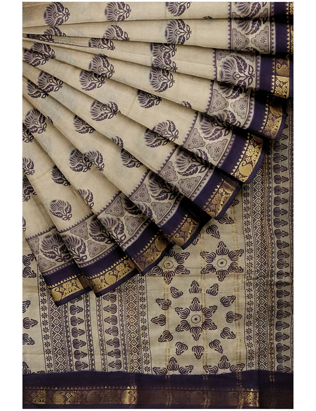 Madurai Butta With Contrast Jari Cotton 9 Yards Sarees