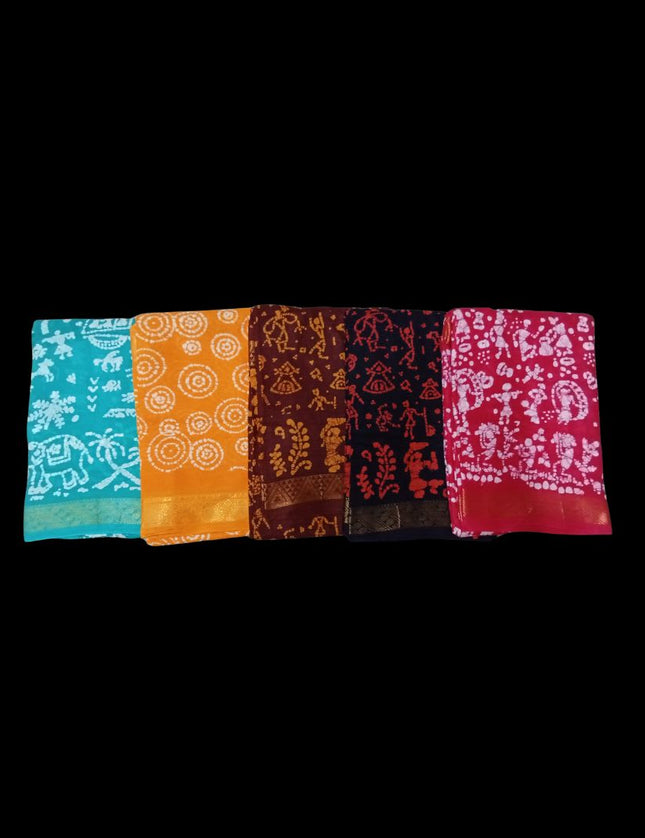 Madurai Soft Cotton Jari Border  6 yards Sarees