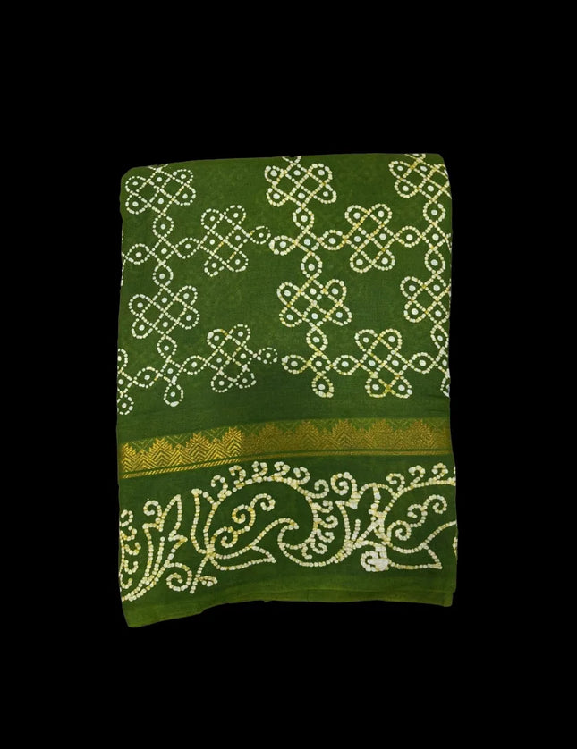 Madurai Sungudi Cotton Sarees with Jari Border 9 Yards Saree