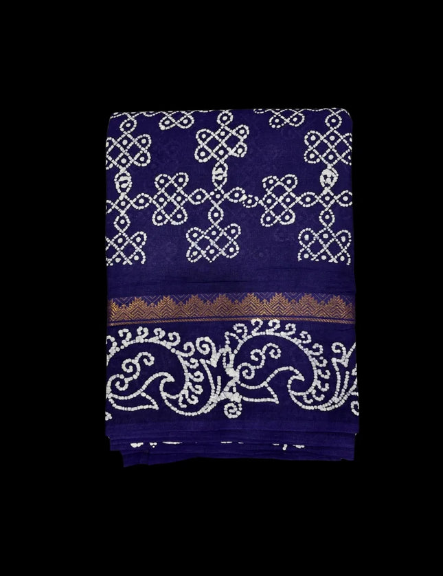 Madurai Sungudi Cotton Sarees with Jari Border 9 Yards Saree