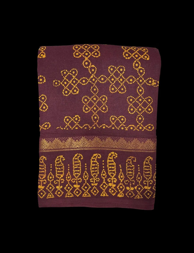 Madurai Sungudi Cotton Sarees with Jari Border 9 Yards Saree