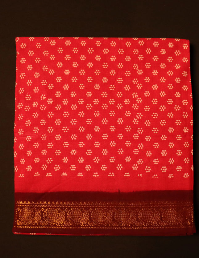 Madurai Wax Sungudi Cotton Sarees 9 Yards