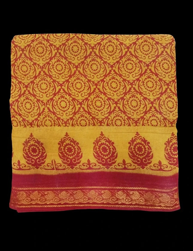 Madurai KT Reverse Printed 9 Yards Sarees