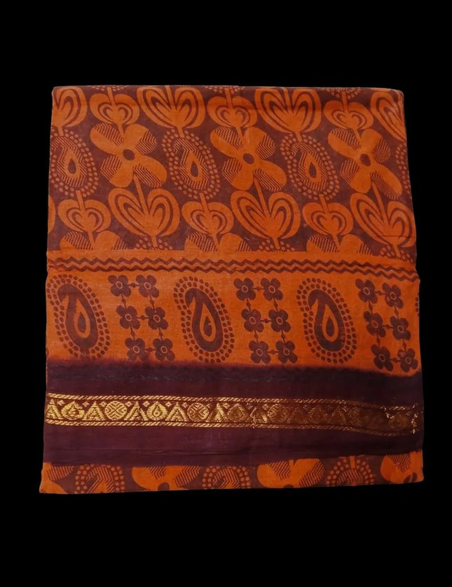 Madurai KT Reverse Printed 9 Yards Sarees