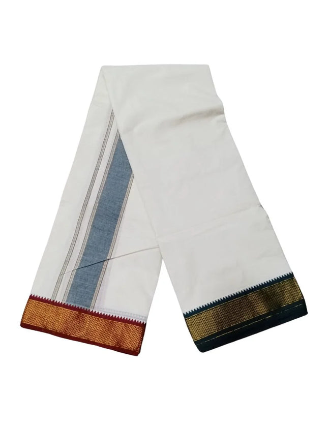 Men Cotton  10 kan Mayilkan korvai Panchakacham Dhoti -  9X5