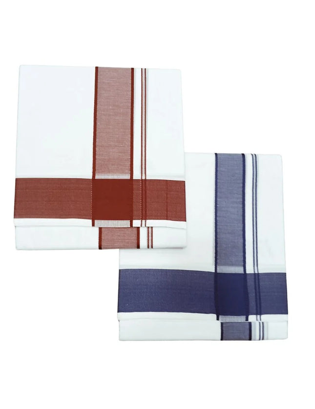 Men Cotton 2INCH Thillana Double Dhoti- 3.66m
