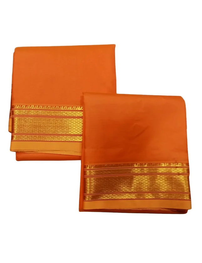 Men Art Silk  Paithani Madi Panchakacham Dhoti-9x5