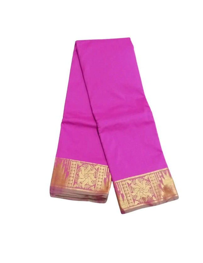 Men Art Silk  Soft Silk Veera Border Panchakacham Dhoti 9x5