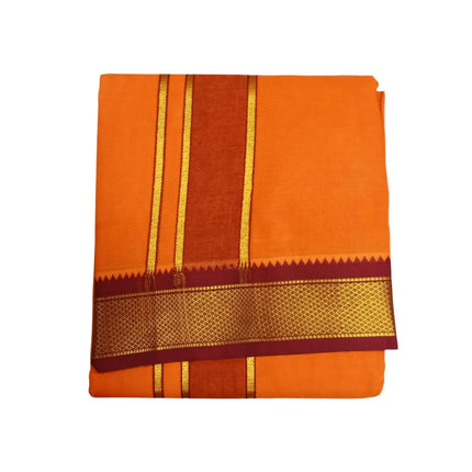 Men Cotton 10 Kan Korvai Colour Panchakacham Dhoti- 9x5