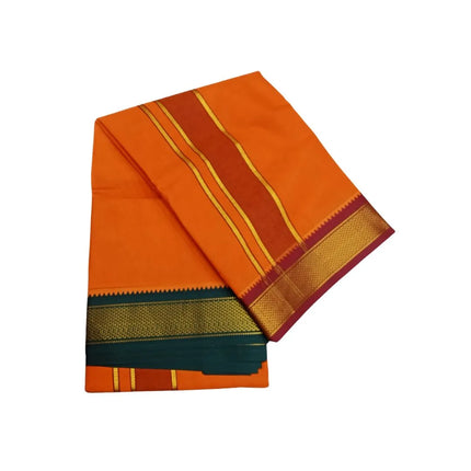 Men Cotton 10 Kan Korvai Colour Panchakacham Dhoti- 9x5