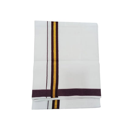 Men Cotton 1 Inch Thillana Jari Border Single Dhoti- 2M