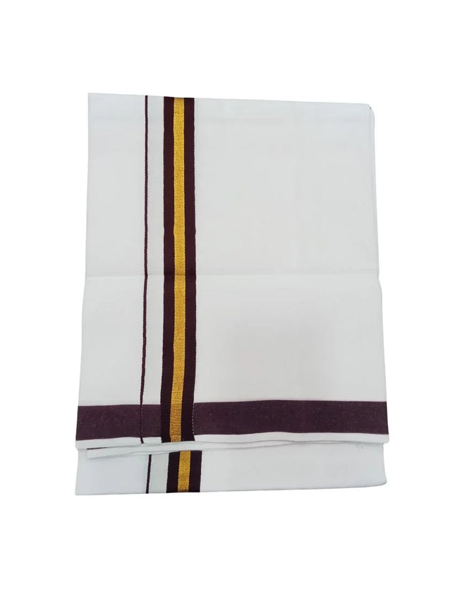 Men Cotton 1 Inch Thillana Jari Border Single Dhoti- 2M