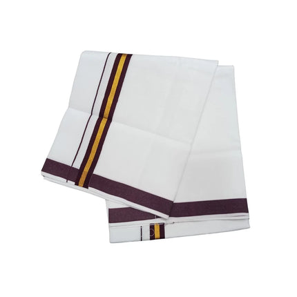 Men Cotton 1 Inch Thillana Jari Border Single Dhoti- 2M