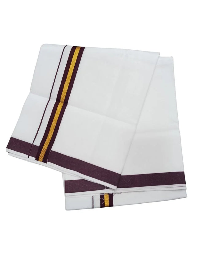 Men Cotton 1 Inch Thillana Jari Border Single Dhoti- 2M