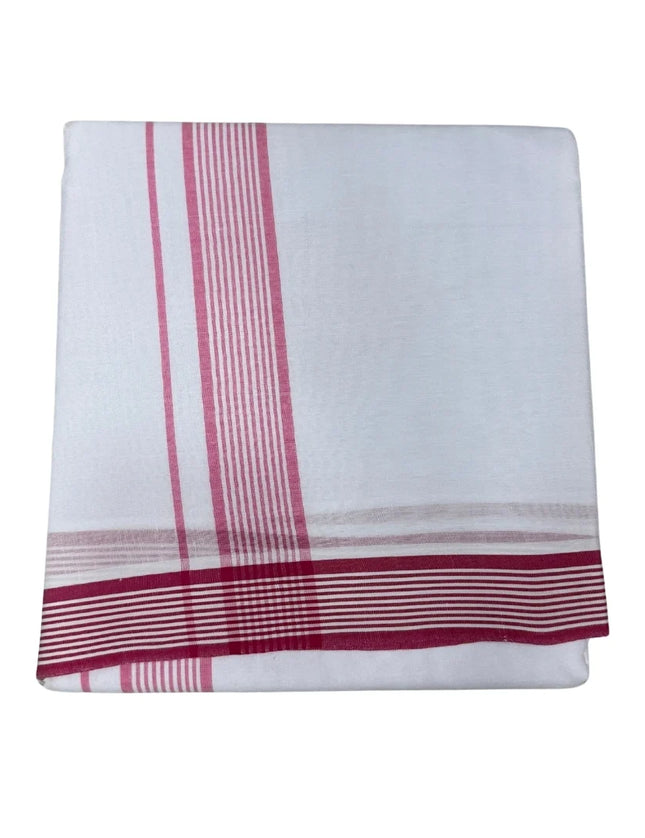 Men Cotton 1 Inch White Seer Panchakacham Dhoti-9x5