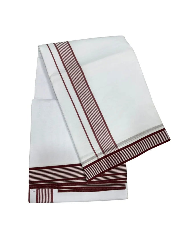 Men Cotton 1 Inch White Seer Panchakacham Dhoti-9x5