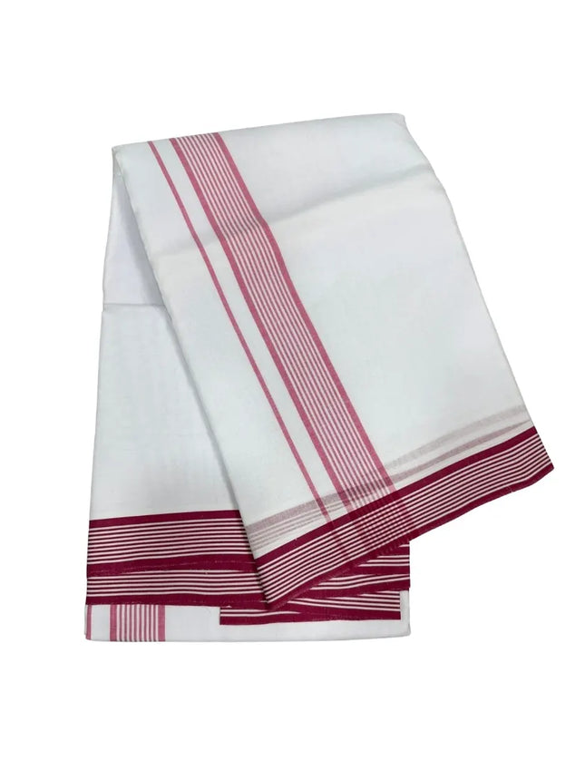 Men Cotton 1 Inch White Seer Panchakacham Dhoti-9x5
