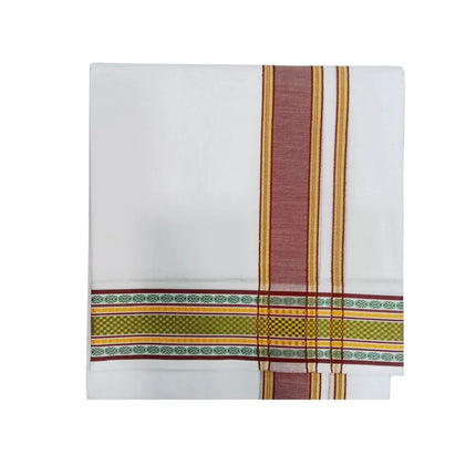 Men Cotton 2INCH Center Pet Double Dhoti- 3.66m