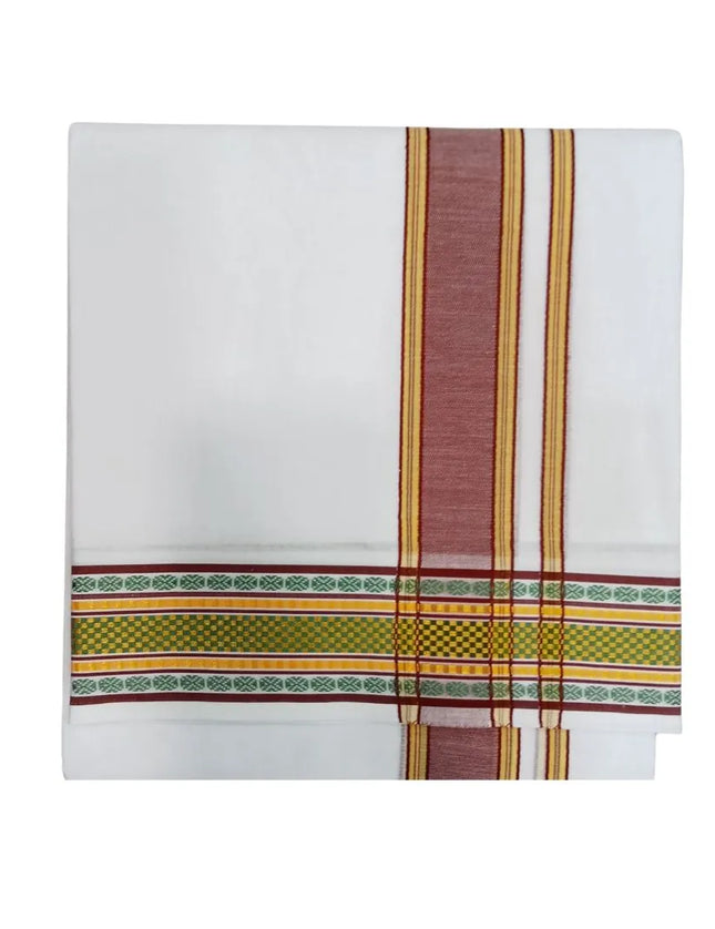 Men Cotton 2INCH Center Pet Double Dhoti- 3.66m