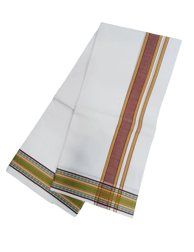 Men Cotton 2INCH Center Pet Double Dhoti- 3.66m