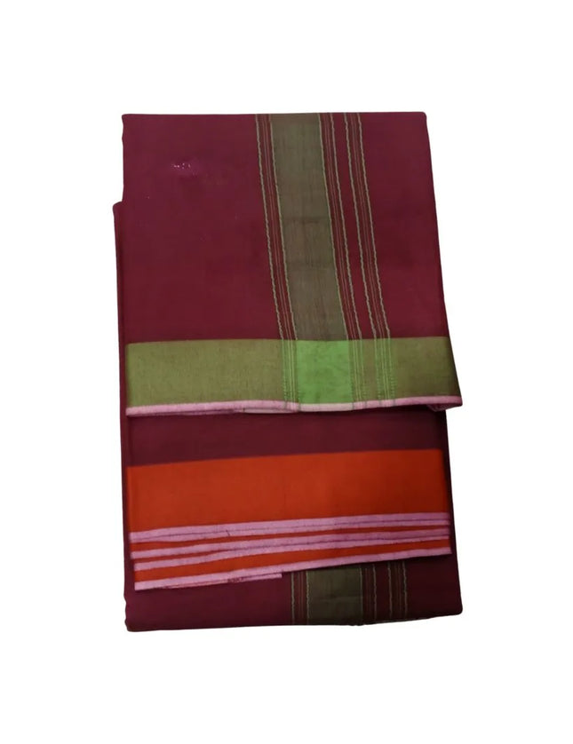 Men Cotton 2INCH Plain Border Colour Panchakacham Dhoti- 9x5