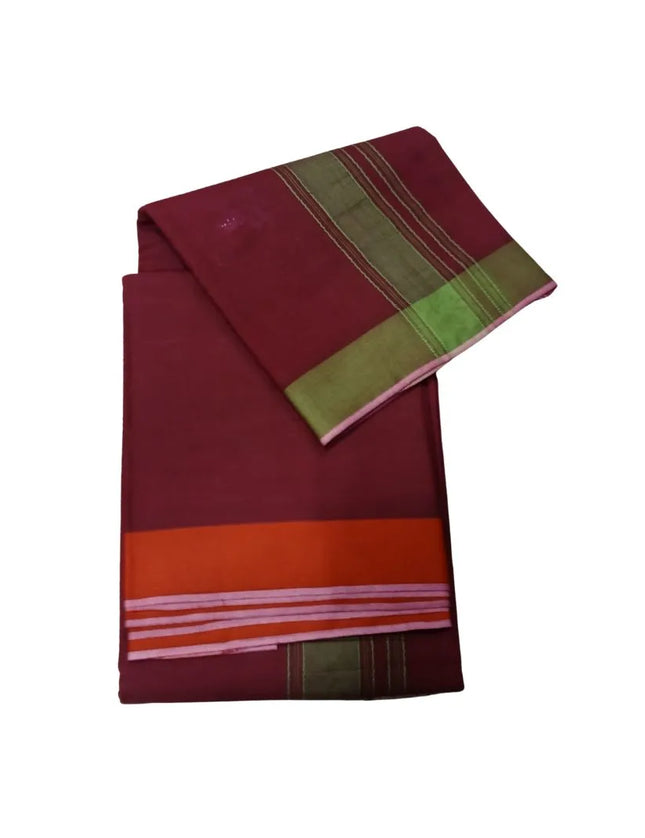 Men Cotton 2INCH Plain Border Colour Panchakacham Dhoti- 9x5