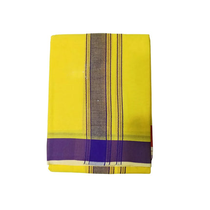 Men Cotton 2INCH Plain Border Colour Panchakacham Dhoti- 9x5