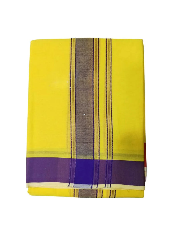Men Cotton 2INCH Plain Border Colour Panchakacham Dhoti- 9x5